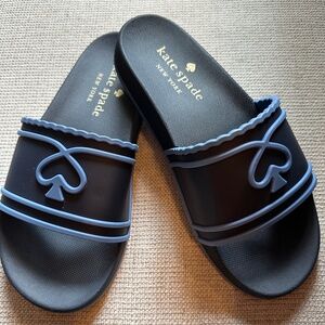 Worn 1x kate spade brigette blue pool slides-7B